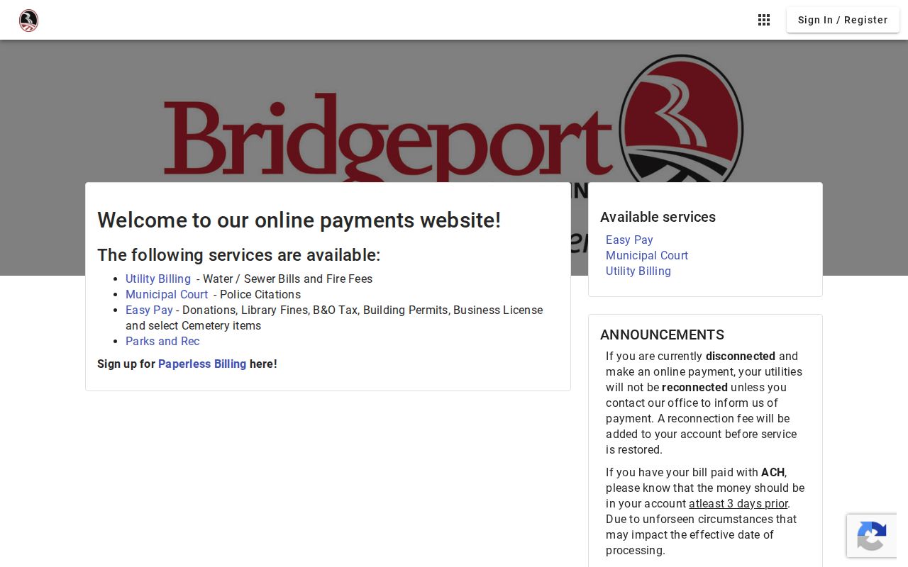 Bridgeport municipal criminal citation record payment portal