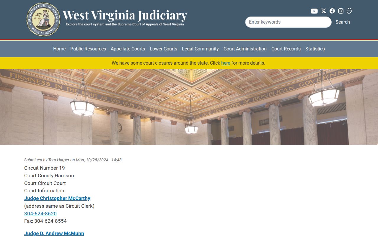 Harrison County criminal court case directory for Circuit Court