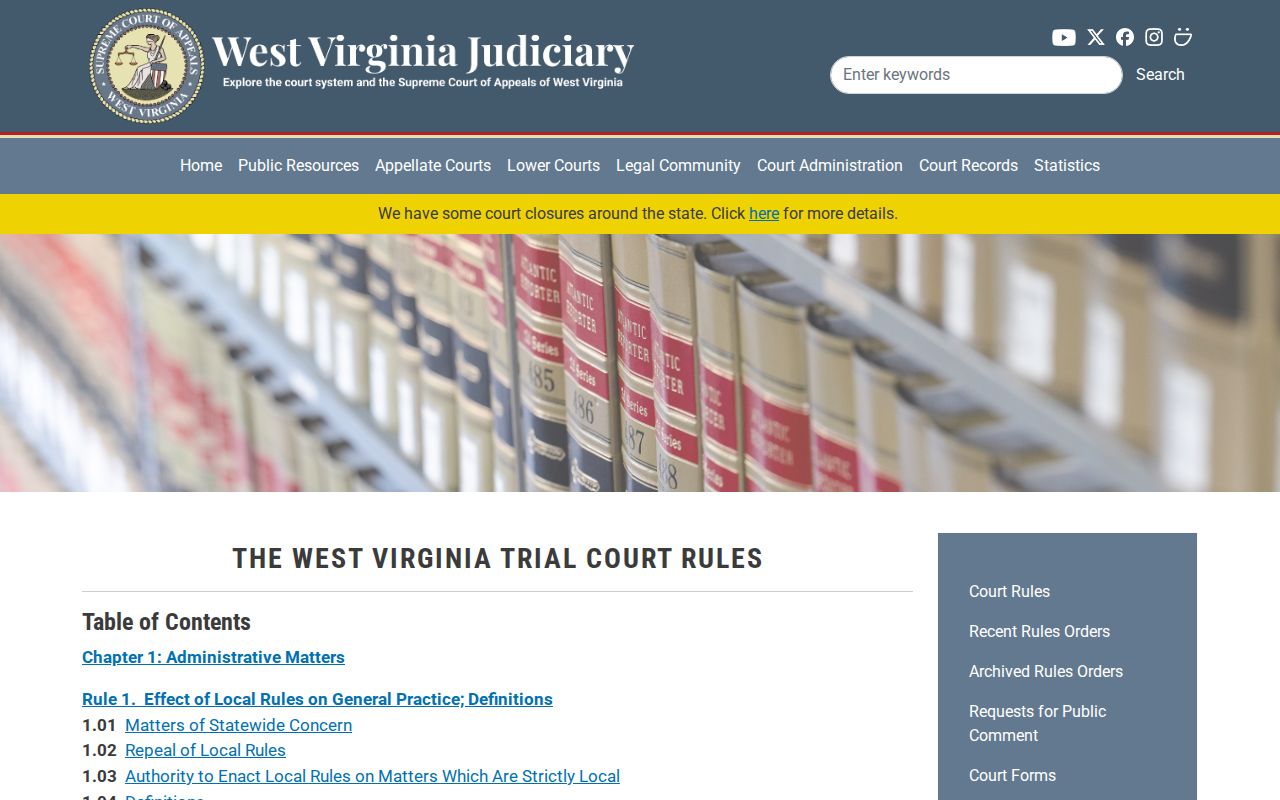 West Virginia court access rules for Harrison County criminal cases